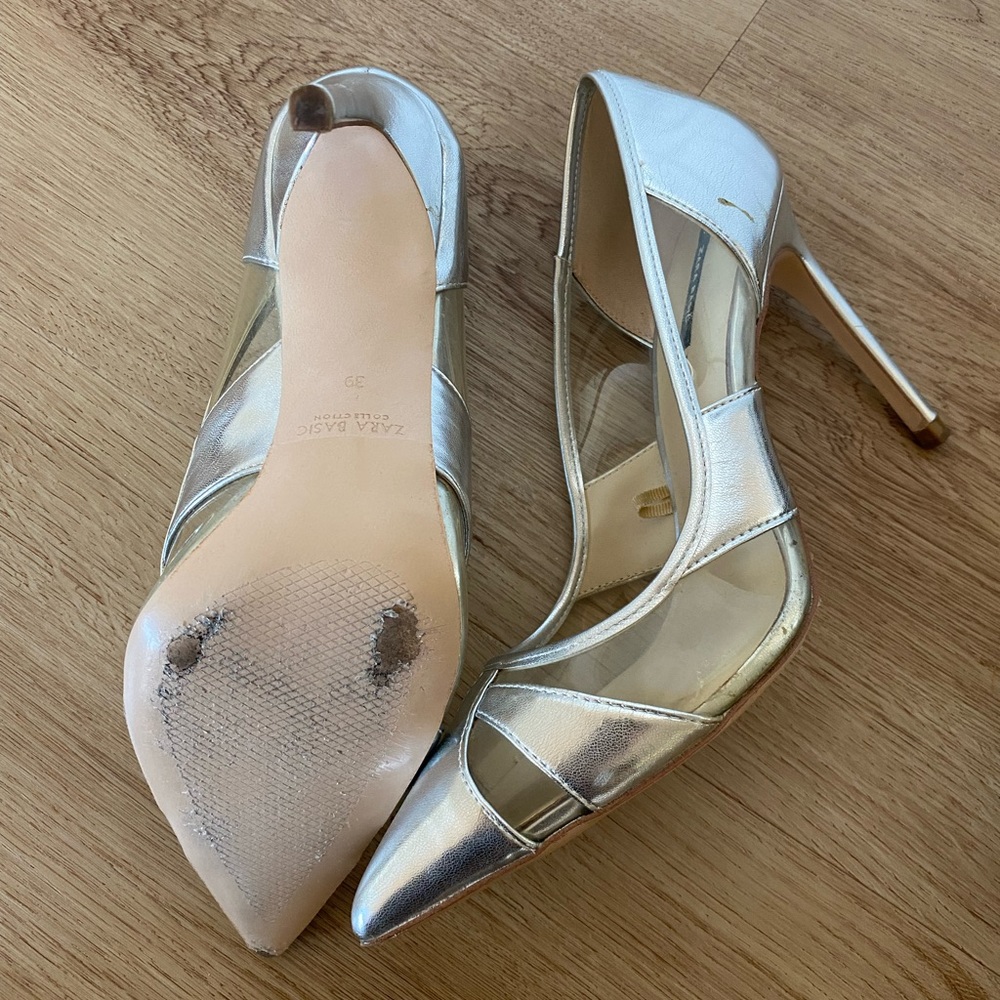 Zara Basic Silver Heels - image 7